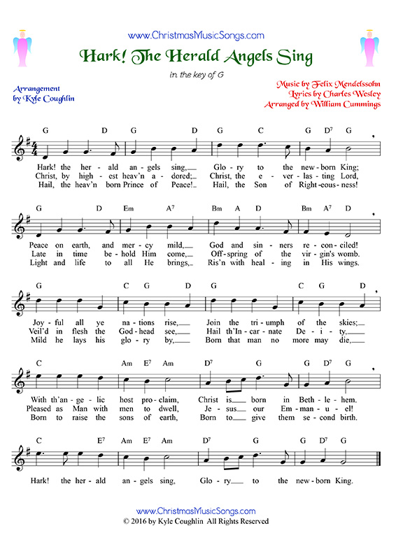 Hark! The Herald Angels Sing free sheet music