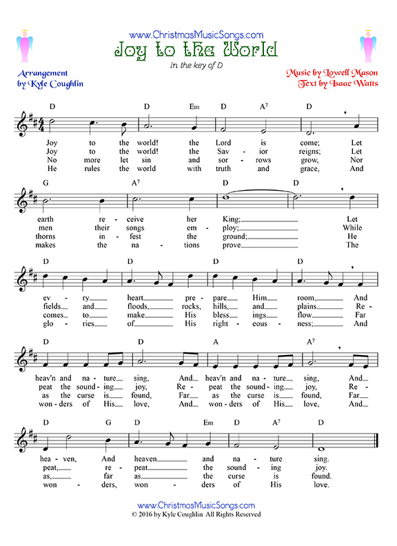 Joy to the World free sheet music