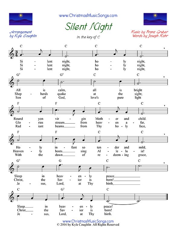 Silent Night sheet music with lyrics