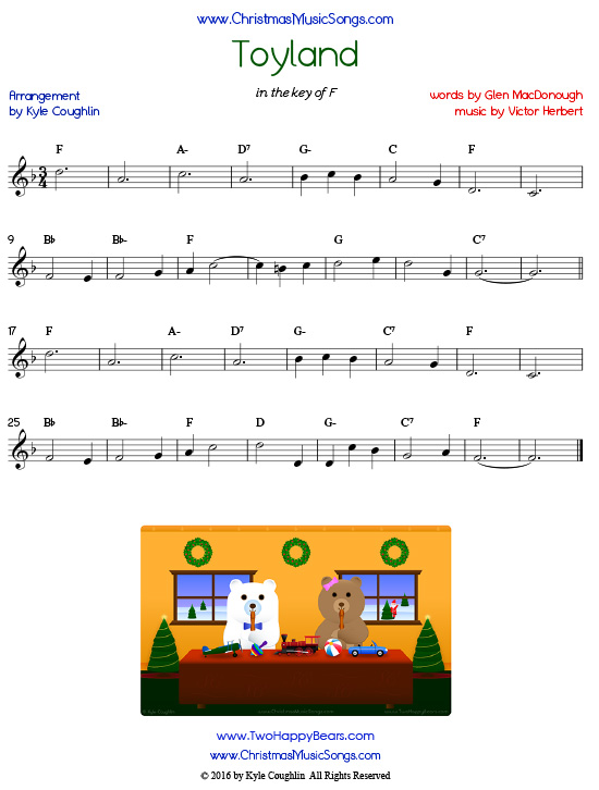 The Christmas song Toyland sheet music in printable PDF.