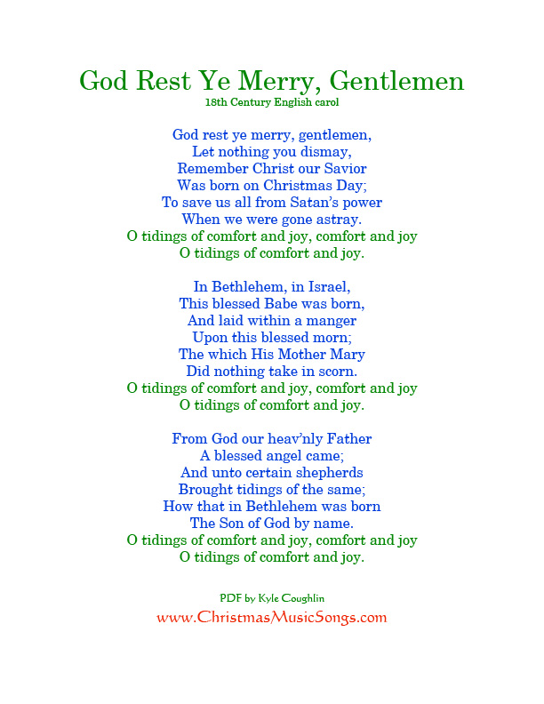 God Rest Ye Merry, Gentlemen lyrics
