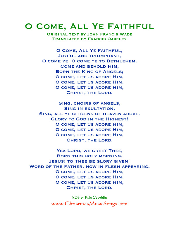 O Come, All Ye Faithful lyrics