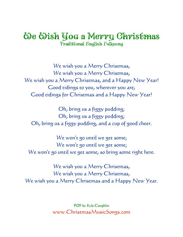 We Wish You A Merry Christmas Lyrics Printable - Printable Word Searches