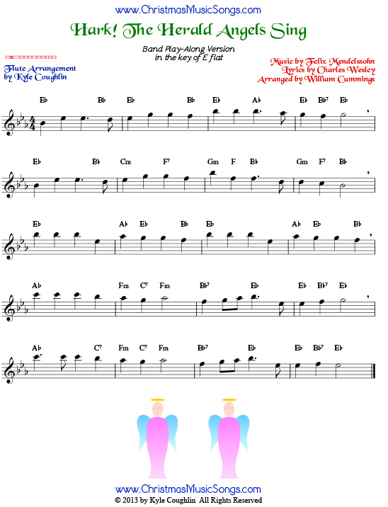 Hark! the Herald Angels Sing for flute - free sheet music