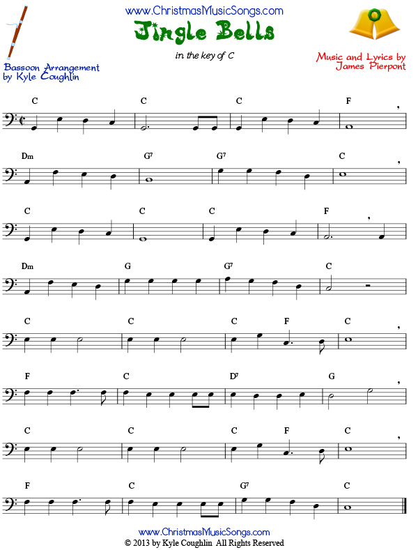 Jingle Bells sheet music for bassoon