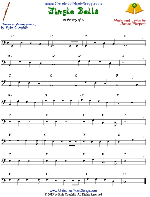 Jingle Bells sheet music for bassoon