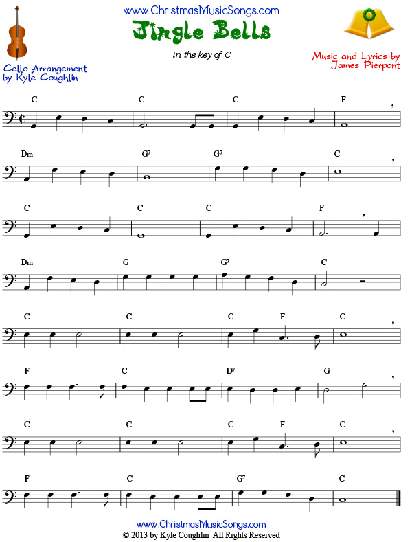 Jingle Bells sheet music for cello