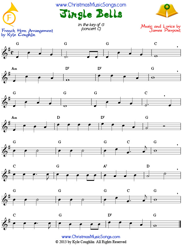 Jingle Bells for French horn sheet music