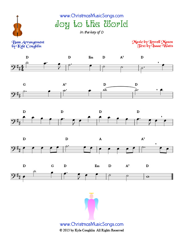 The Christmas carol Joy to the World, arranged for bass to be played along with other string instruments.