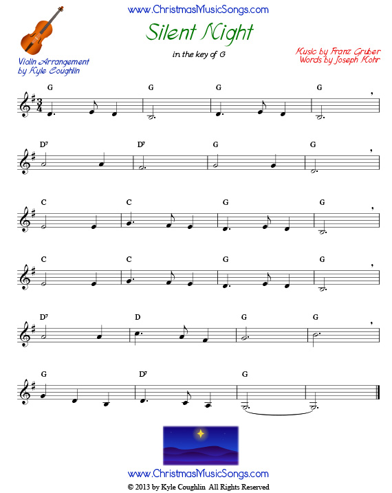 Silent Night free sheet music for violin