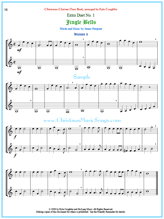 how to play jingle bells on clarinet notes