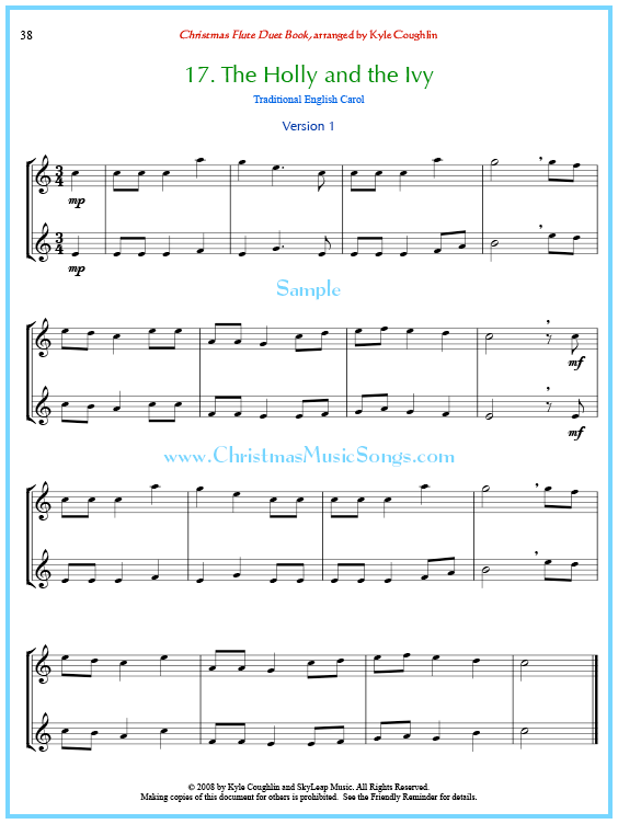 The Holly and the Ivy flute duet sheet music.