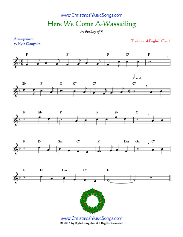 Here We Come A-Wassailing sheet music