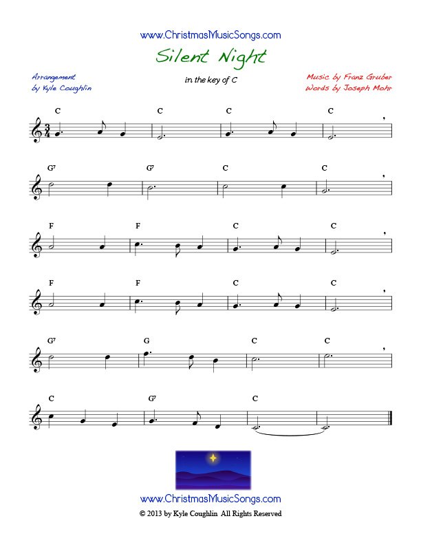 Silent Night Recorder Finger Chart