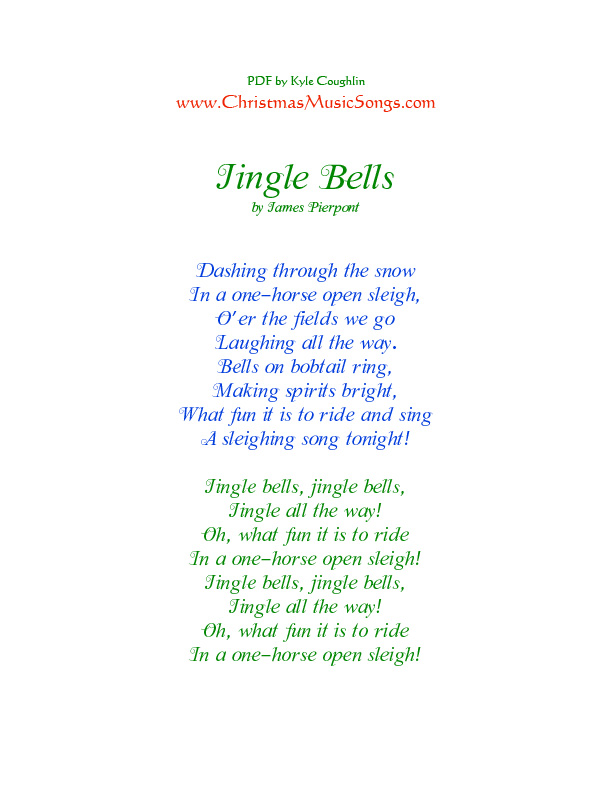 Printable PDF of Jingle Bells lyrics