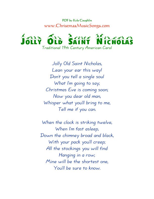 Jolly Old St. Nicholas lyrics