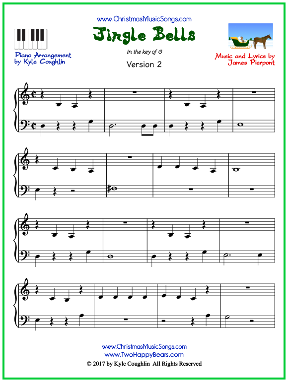 Jingle Bells piano sheet music - free printable PDF