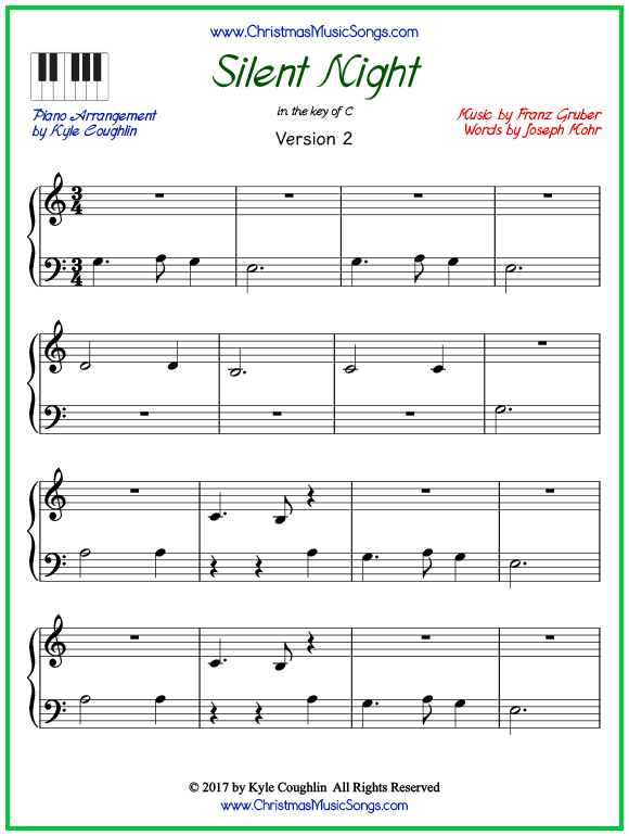 Silent Night Piano Sheet Music Free Printable Pdf