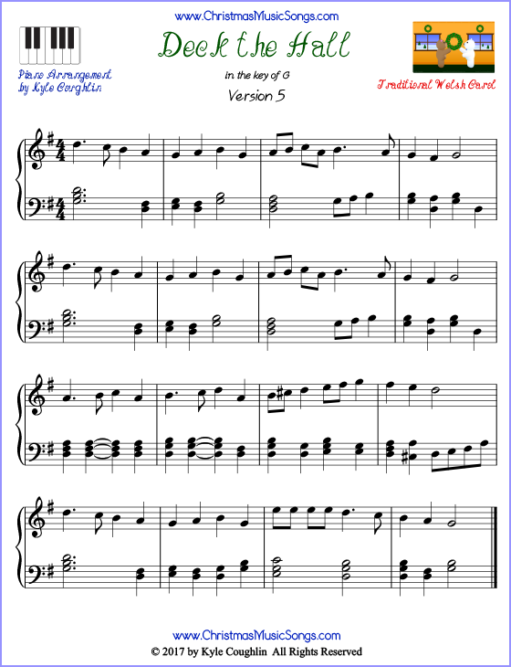 Deck The Halls Piano Sheet Music Free Printable Pdf