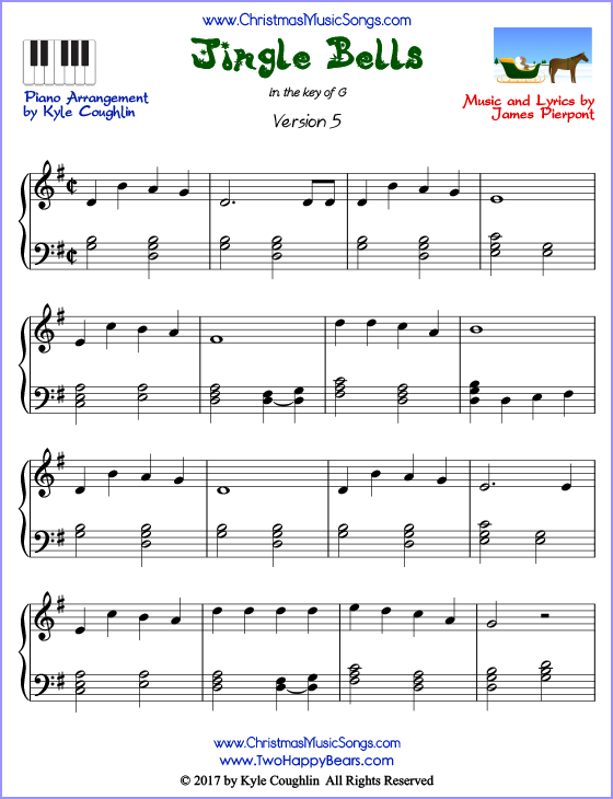 Jingle Bells Piano Sheet Music Free Printable Pdf