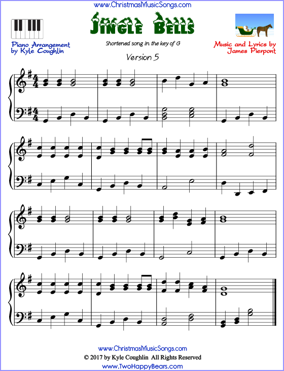 Jingle Bells  Intermediate piano sheet music