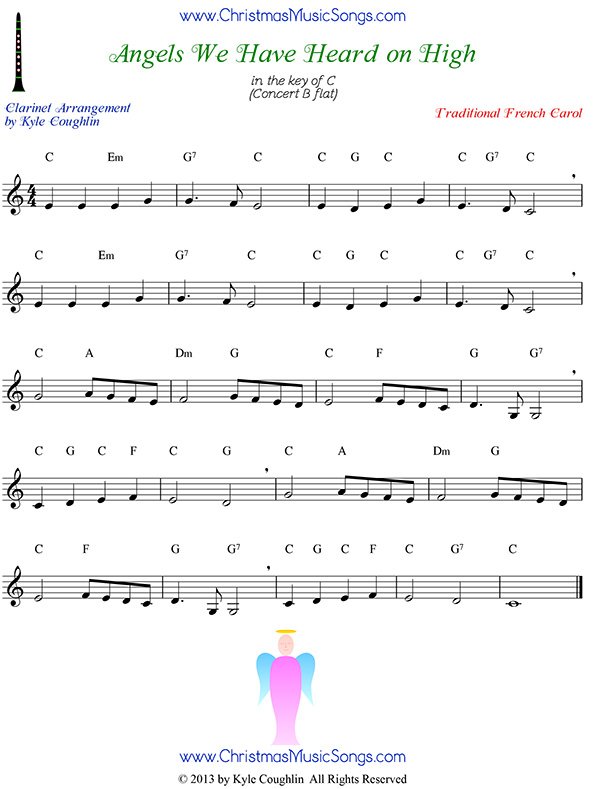 Angels We Have Heard on High Free Clarinet Sheet Music PDF