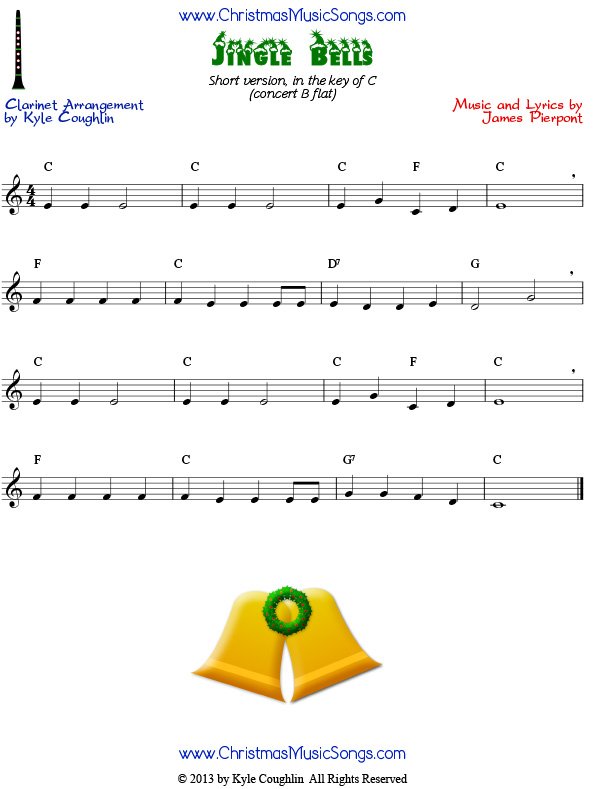 Jingle Bells Clarinet - Sheet music - Cantorion - Free sheet music, free  scores