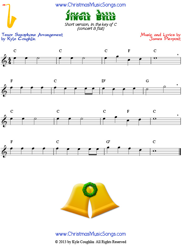 Jingle Bells easy version for tenor saxophone