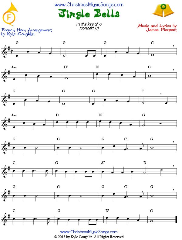 Jingle Bells for French horn sheet music