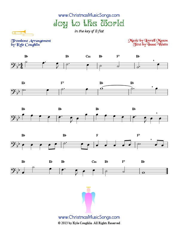 The Christmas carol Joy to the World, arranged for trombone to play along with other wind and brass instruments.