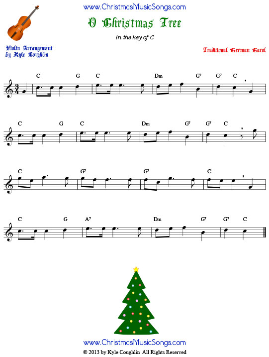 O Christmas Tree for violin, arranged to play along with strings, woodwinds, and brass.