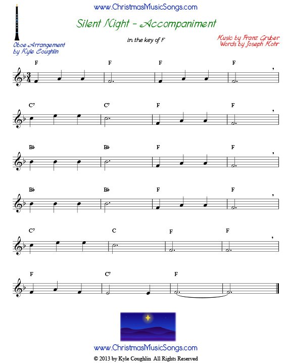 Silent Night accompaniment for oboe