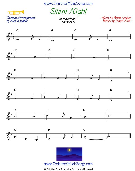 Silent Night sheet music for trumpet