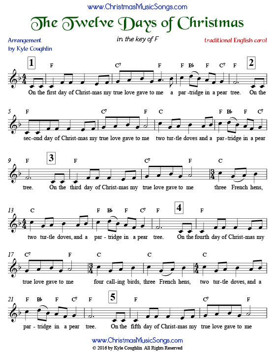 the-twelve-days-of-christmas-free-sheet-music