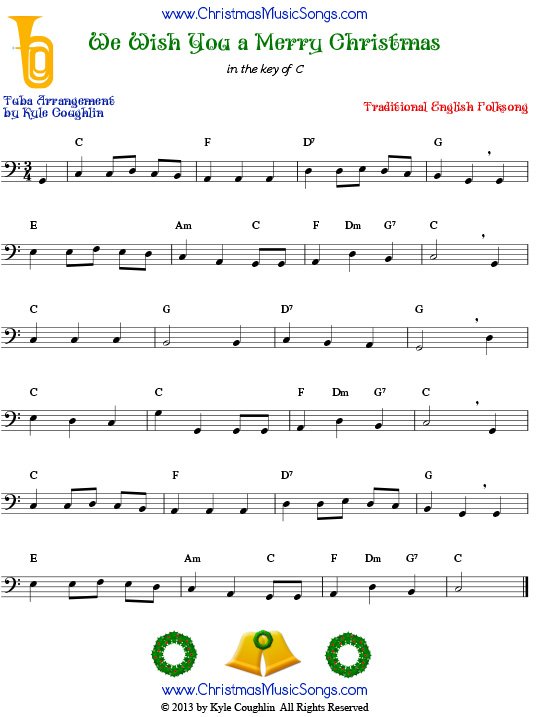We Wish You a Merry Christmas for tuba - free sheet music