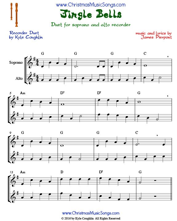 Jingle Bells duet for recorders.